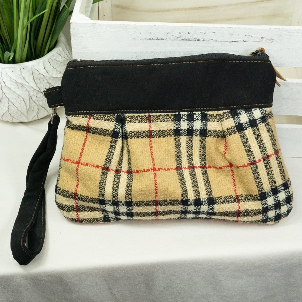 Large Plaid Wristlet